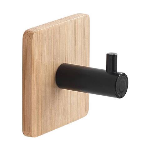 Appendiabiti Singolo In Bambù E Nero Dal Design Quadrato Elegante. - Foto 1