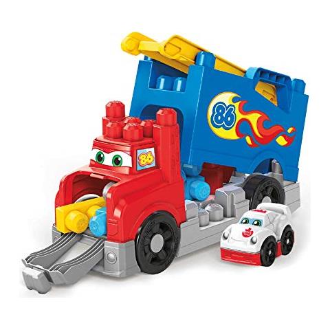 Fisher Price Blocchi Per Bambini Giocattolo Da Costruzione Per Auto Da Corsa, Attrezzatura Da Costruzione E Da Corsa Con 16 Pezzi, 5 Suoni E Pista Da Corsa, Rosso, Idee Regalo Per Bambini - Foto 1
