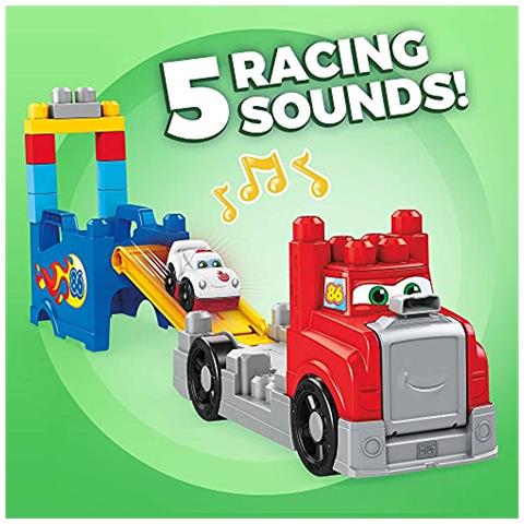 Fisher Price Blocchi Per Bambini Giocattolo Da Costruzione Per Auto Da Corsa, Attrezzatura Da Costruzione E Da Corsa Con 16 Pezzi, 5 Suoni E Pista Da Corsa, Rosso, Idee Regalo Per Bambini - Foto 7