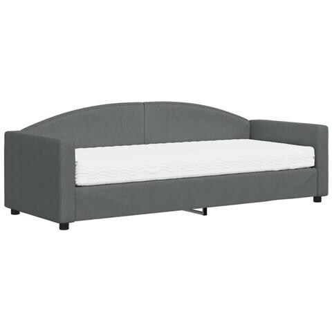 Divano Letto Con Materasso Grigio Scuro 80x200 Cm In Tessuto - Foto 1