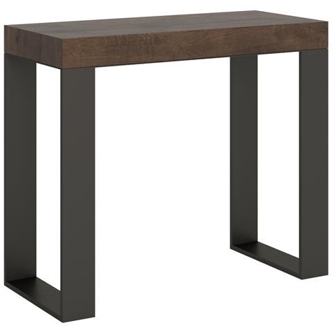 Consolle Allungabile 90x40/300 Cm Tecno Telaio Antracite - Noce - Foto 6
