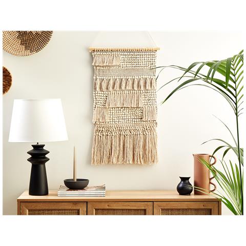 Decorazione Da Parete In Tessuto Gujrat Rettangolare Cotone Beige - Foto 1