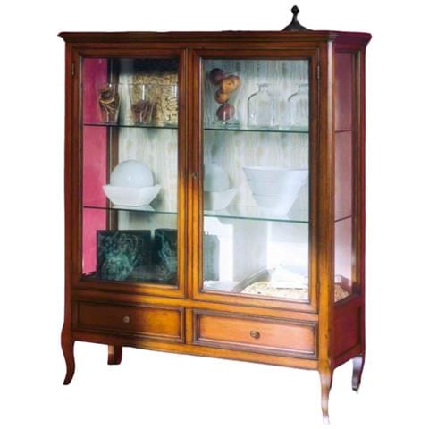 Vetrina Classica In Legno 2 Porte 2 Cassetti Finitura Bassano L. 108 P. 40 H. 130 - Foto 1