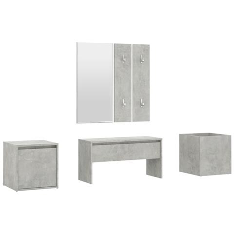 Set Di Mobili Da Corridoio Grigio Cemento In Legno Multistrato - Foto 1