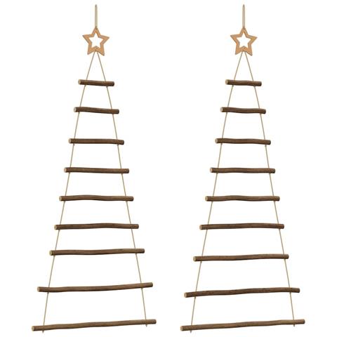Alberi Di Natale Sospesi Con Stelle 2 Pz 55x120cm Ramo Naturale - Foto 1