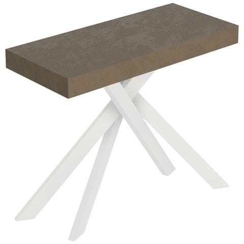 Consolle Allungabile 90x40/300 Cm Saki Tortora Gambe Bianche - Foto 1