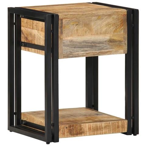 Comodino 40x35x50 cm in Legno Grezzo Massello di Mango - Foto 2