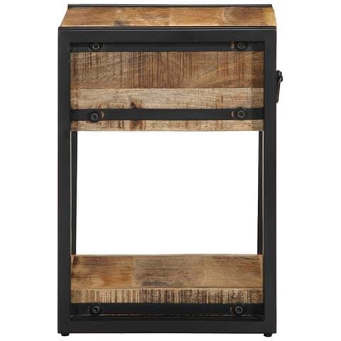 Comodino 40x35x50 cm in Legno Grezzo Massello di Mango - Foto 8