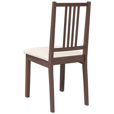 Sedie da Pranzo con Cuscini 2pz Marrone Legno Massello di Hevea - Foto 2