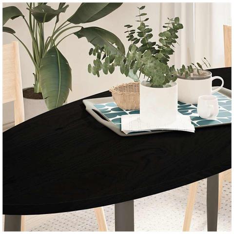 Piano Tavolo Marrone Scuro 140x60x2 Cm In Rovere Massello Ovale - Foto 1
