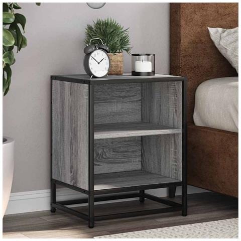 Comodini 2pz Grigio Sonoma 40x31x50cm Legno Multistrato Metallo - Foto 1