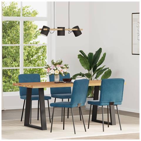 Sedie Da Pranzo 4 Pz Blu In Velluto - Foto 2