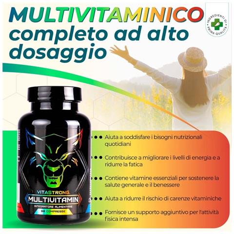 Multivitaminico Completo Vitastrong - 13 Vitamine Naturali, Vitamina C, E, B1, B2, B6, D, A, K, B12, Biotina - 100% Naturale - Foto 2