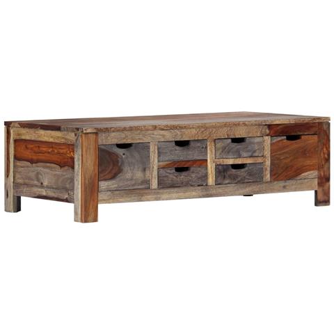 Lusso Casadino - Tavolino Da Caffè Grigio 100x50x30cm In Legno Massello Acacia - Foto 2