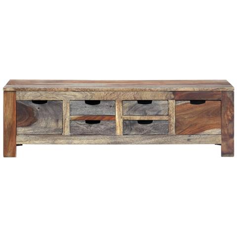 Lusso Casadino - Tavolino Da Caffè Grigio 100x50x30cm In Legno Massello Acacia - Foto 1