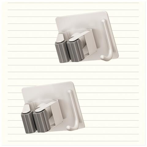 Porta Mocio In Metallo Brunito - Stoccaggio Sicuro Ed Elegante (confezione Da 2) White - Foto 2