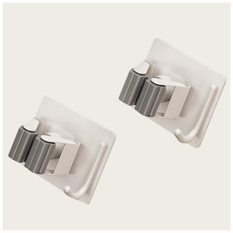 Porta Mocio In Metallo Brunito - Stoccaggio Sicuro Ed Elegante (confezione Da 2) White - Foto 3