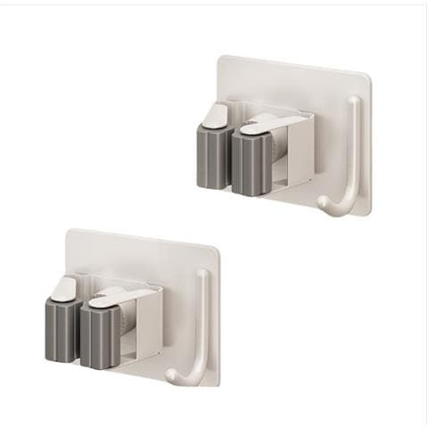 Porta Mocio In Metallo Brunito - Stoccaggio Sicuro Ed Elegante (confezione Da 2) White - Foto 1