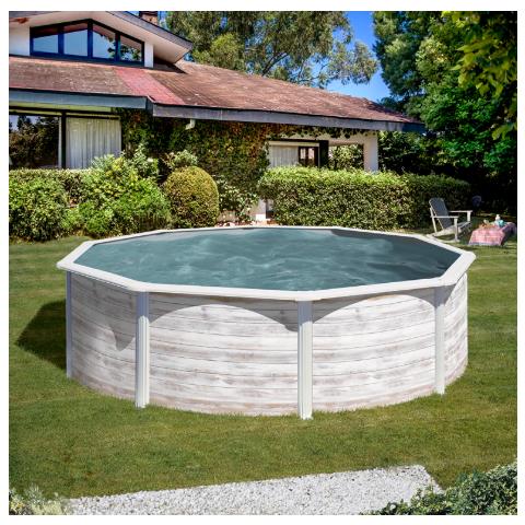 Piscina In Acciaio Con Decorazione Nordica Finlandia 350 X 120 Cm Rotonda - Foto 1