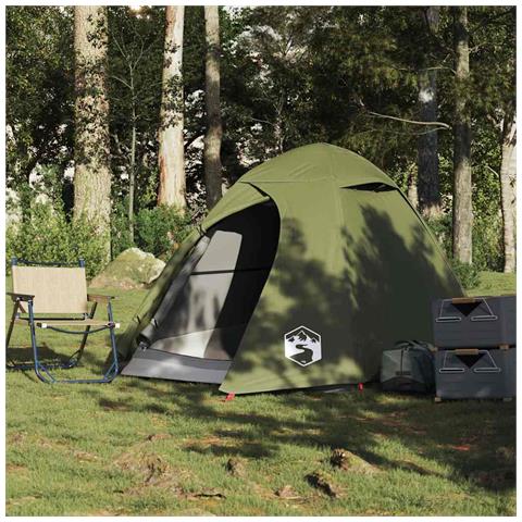 Tenda da Campeggio a Cupola 2 Persone Verde Oliva Impermeabile - Foto 2