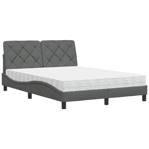 Letto con Materasso Grigio Scuro 120x200 cm Tessuto - Foto 1