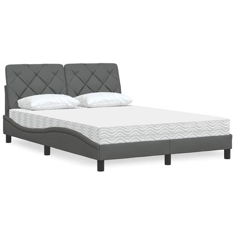 Letto con Materasso Grigio Scuro 120x200 cm Tessuto - Foto 2
