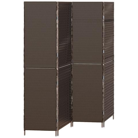 Divisorio per stanze 4 pannelli pieghevole marrone 195x180 cm in poly rattan - Foto 1