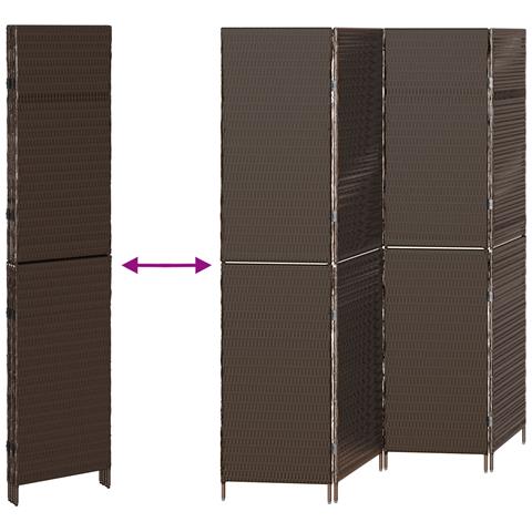 Divisorio per stanze 4 pannelli pieghevole marrone 195x180 cm in poly rattan - Foto 9