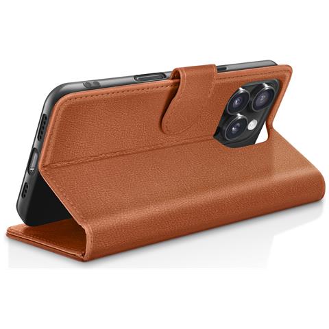 Custodia A Portafoglio Per Iphone 16 Pro Max Con Supporto E Linguetta Magnetica, Marrone - Foto 5
