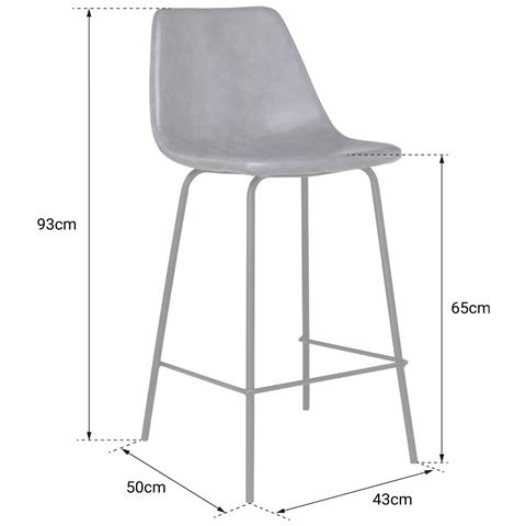 Set Di 2 Sgabelli Vintage Lucien Grigio Scuro - Altezza Seduta 65cm - Foto 2