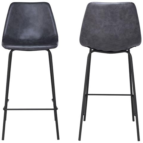 Set Di 2 Sgabelli Vintage Lucien Grigio Scuro - Altezza Seduta 65cm - Foto 5