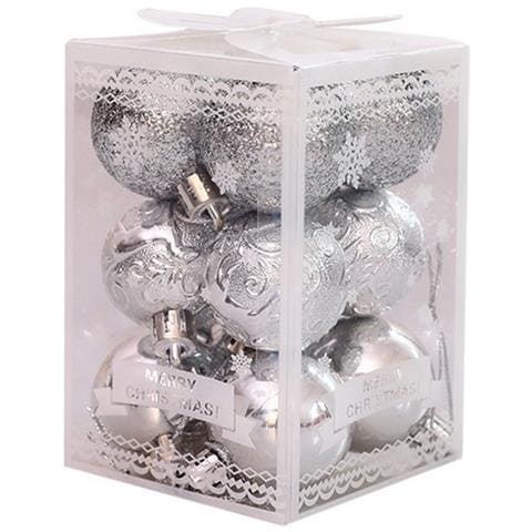 Palline Di Natale rangibili (12 Pezzi) Per Decorazioni Natalizie Silver - Foto 1