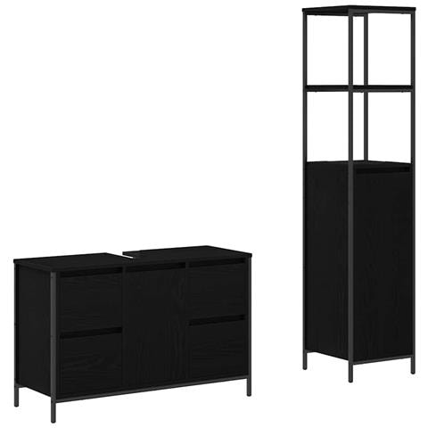 Set di mobili per il bagno 2 pcs Rovere nero 36 x 35 x 165 cm - Foto 1