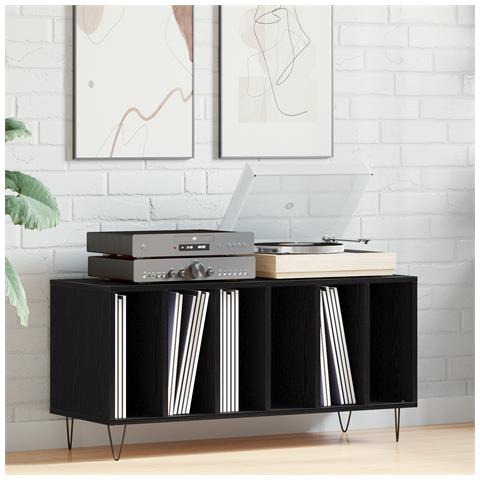 Cabinet per registratori  Nero Rovere 100x38x48 cm Legno ingegnerizzato - Foto 2