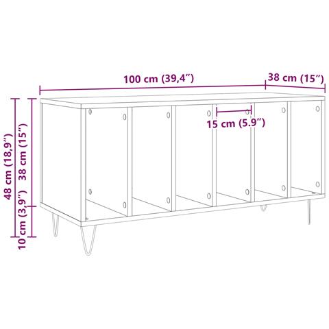 Cabinet per registratori  Nero Rovere 100x38x48 cm Legno ingegnerizzato - Foto 7