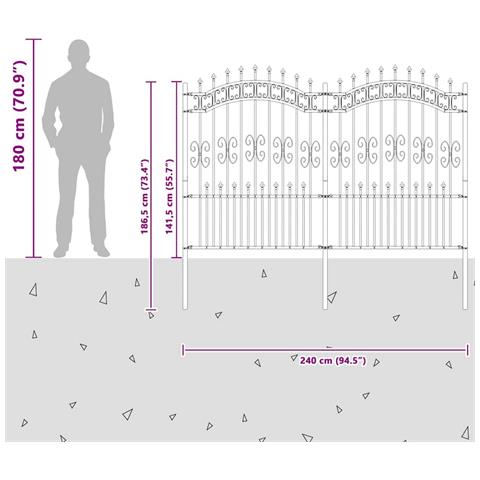 Recinzione da giardino Grigio 190 cm - Foto 6
