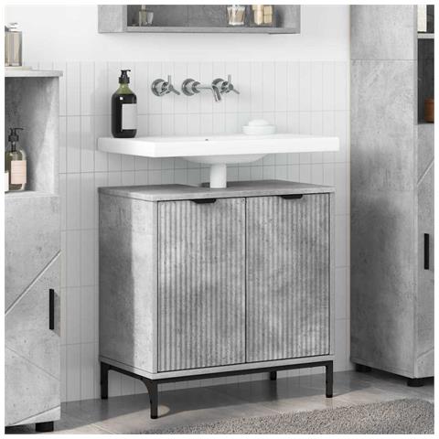 Armadio per Lavabo da Bagno Grigio cemento 60,5 x 33,5 x 61 cm - Foto 2