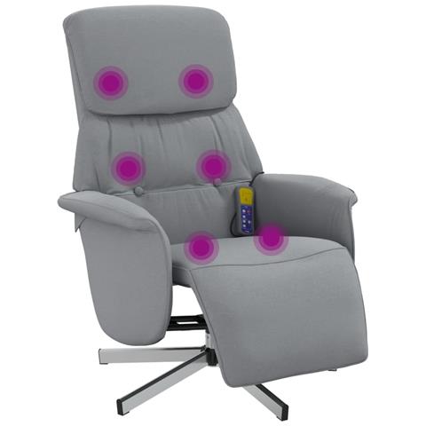 Poltrona Reclinante Massaggio Poggiapiedi Grigio Chiaro Tessuto - Foto 1