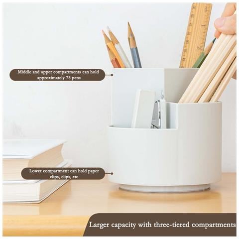 Organizzatore Rotante A 360 Gradi Per Pennelli E Penne Da Trucco - Contenitore Da Scrivania Transparent+white - Foto 5