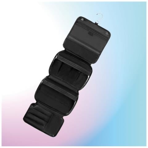 Borsa Da Toilette Da Viaggio 3-in-1 - Organizer Portatile In Pelle Pu Con Gancio E Scomparti Multipli Black - Foto 4