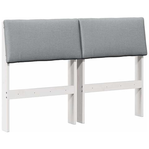 Testiera imbottita Grigio chiaro 120 cm Pino massello - Foto 1