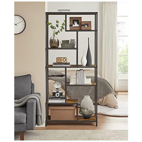 Libreria LLS119B01 marrone rustico a 6 ripiani per soggiorno - Foto 2