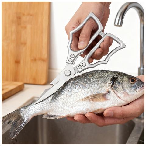 Forbici Da Cucina Multifunzionali - Cesoie Per Pollame In Acciaio Inox Per Uso Gravoso Silver - Foto 2