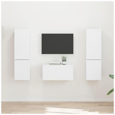 Set mobile TV 5 pcs Bianco Legno multistrato - Foto 2