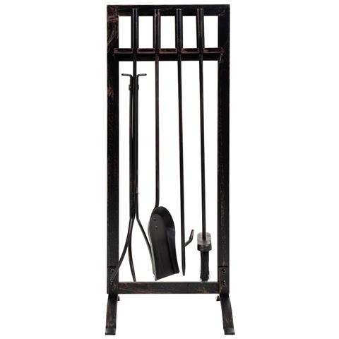 Set Attrezzi Per Camino In Metallo Nero 5pz 30,5x27x79,5h Cm - Foto 2