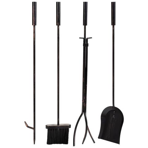 Set Attrezzi Per Camino In Metallo Nero 5pz 30,5x27x79,5h Cm - Foto 6