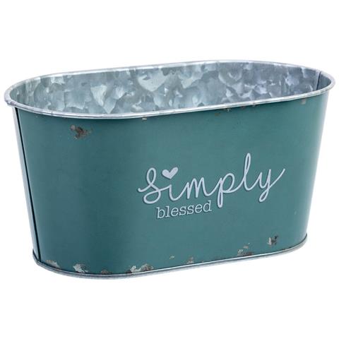 Cestino In Metallo Blu 19,5x11,5x9 B16,5x8,5 - Foto 1