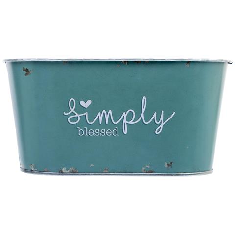 Cestino In Metallo Blu 19,5x11,5x9 B16,5x8,5 - Foto 2