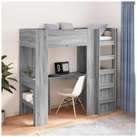 Struttura letto a castello con scrivania Grigio Sonoma - Foto 2