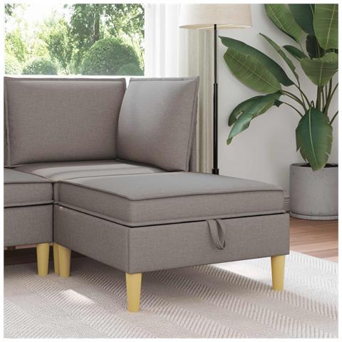 Pouf con Storage Tortora Tessuto - Foto 2